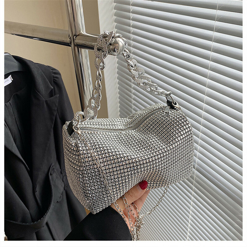 Fashion Glitter Evening Bag Elegant Women Trend Luxury Shiny Handbag Dinner Party Wedding Purse Shoulder Underarm Bag