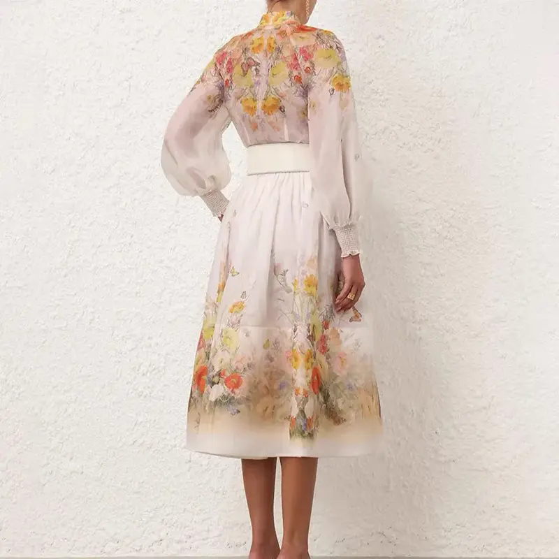 Robe longue imprimée style australien pour femmes, ensemble jupe élégante, mi-longue, mode, été, 2024, 2024