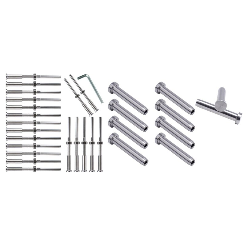10Pcs Stainless Steel Stemball Swage Stud Dead With 20Pcs Turnbuckle Hand Swage Threaded Stud Tension Hex Head