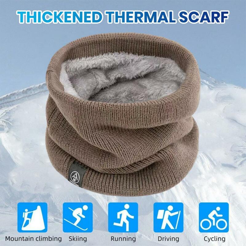 Вязаный шарф для мужчин и женщин, теплая и зимняя ветрозащитная Толстая плюшевая подкладка, для езды на велосипеде и занятий на открытом воздухе