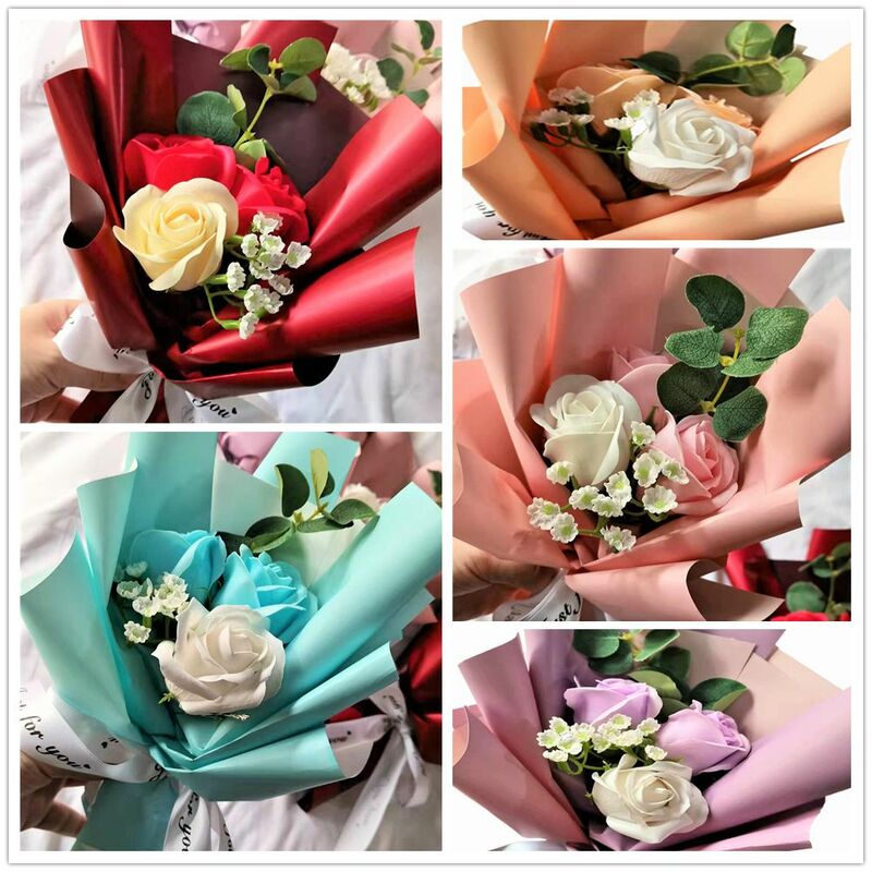 New Product 3 Soap Bouquet Valentine's day Christmas Simulation Rose Small Bouquet Holiday Mini Flowers