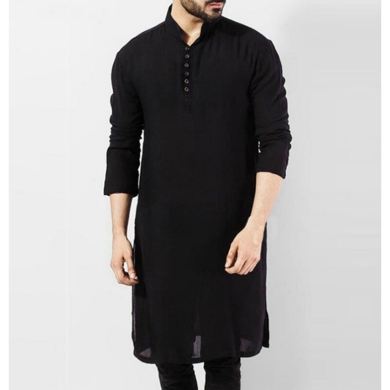 Plus Size moda muzułmańska koszula arabska długie koszule szata indyka odzież męska dubajska islamska Kurta Man Abaya Homme 4XL 5XL