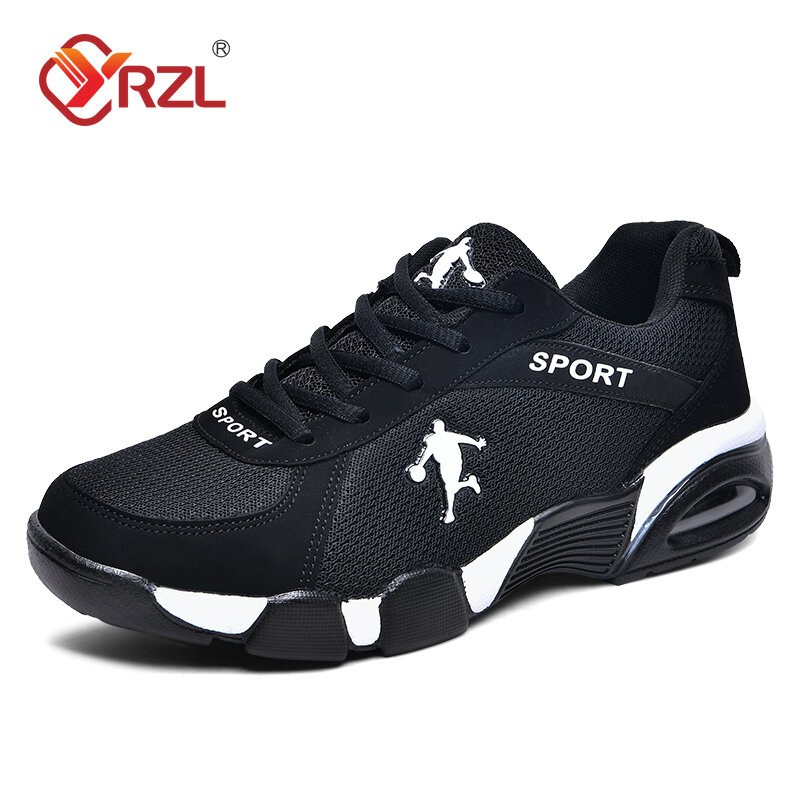 YRZL 남성용 경량 캐주얼 에어 쿠션 운동화, 하이 퀄리티 통기성 메쉬 신발, 레이스업 스포츠 신발, 패션