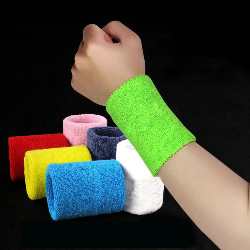 Unisex Terry Cloth Cotton Sweatband Sports Wrist Tennis Yoga WristBand Arm Sweat Absorb Sleeve Towel Band Bracers Wrist Wrap