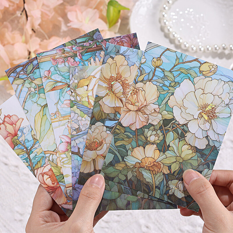 6PCS/LOT Dancing Flower Glass Window series retro cute lovely decorate paper masking washi sticker