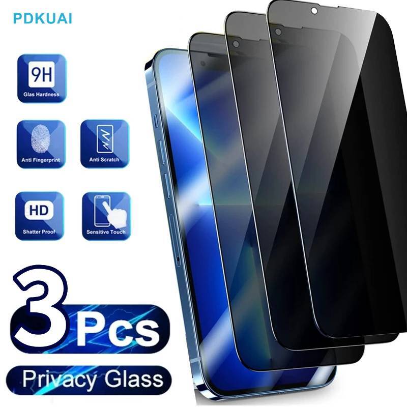 1-3PCS ความเป็นส่วนตัวสำหรับ IPhone 12 13 14 Pro Max Mini Plus ป้องกันหน้าจอสำหรับ IPhone 11 PRO XS MAX X XR SE กระจกนิรภัย