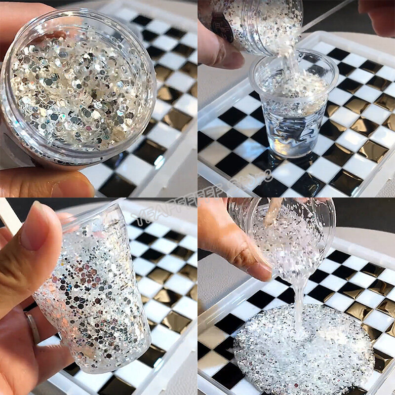 1 tas/10g Glitter holografik Hexagon Chunky Epoxy Resin pengisi serpihan berkilau payet untuk DIY epoksi Resin pengisi seni kuku