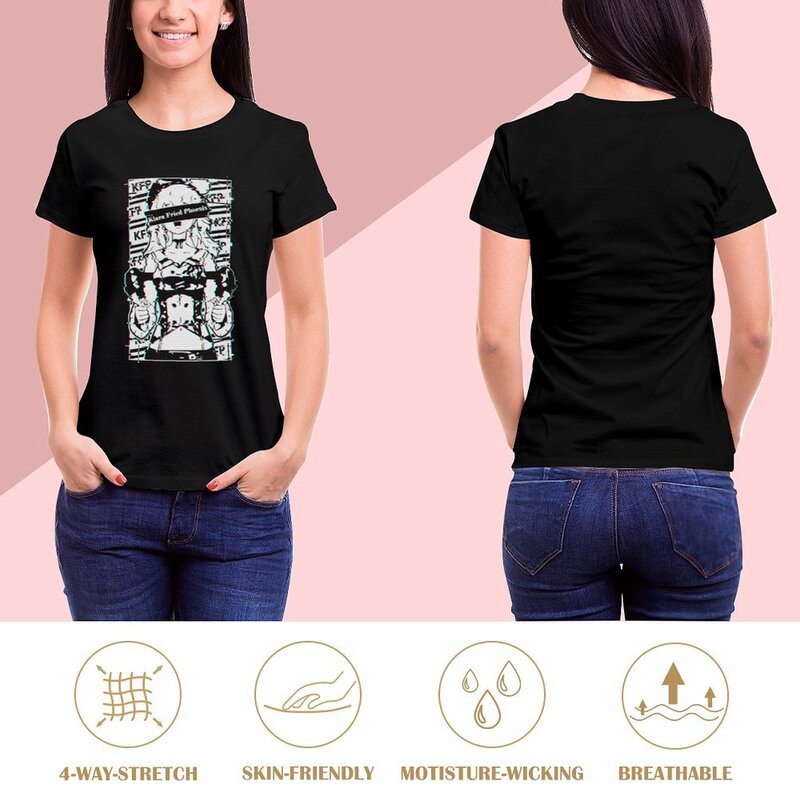 Kiara KFP 홀로라이브 글리치 티셔츠, 여름 상의, 여성 티셔츠