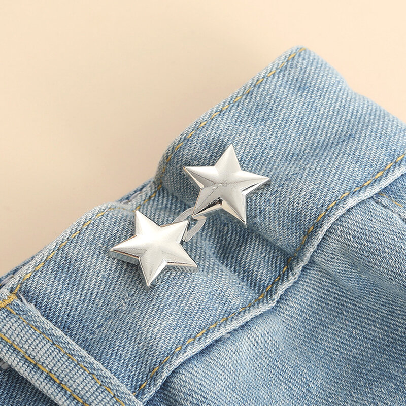 4 Gaya 1 pasang pengikat jepret bintang yang dapat ditarik kancing pengencang pinggang celana Jeans jahit yang dapat digunakan kembali gesper rok Cheongsam