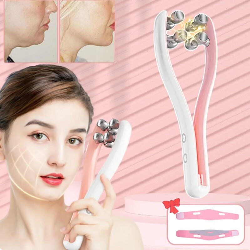 EMS micro-current roller thin face Massager y-face lifting device v-face double chin beauty tool strumento di bellezza