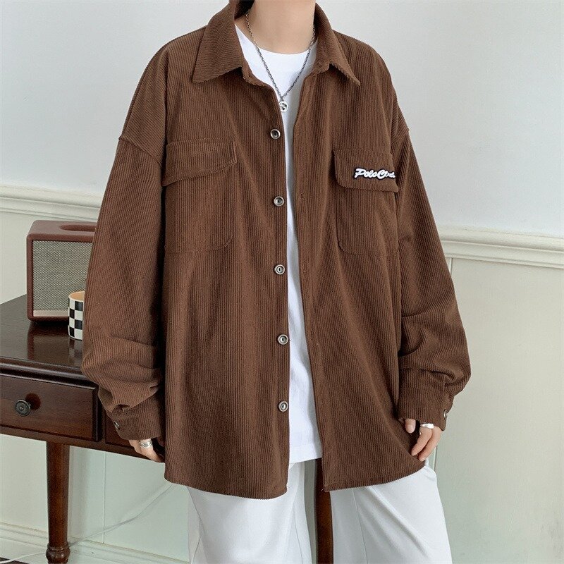 Camisa de veludo na moda edição coreana, casaco com gola flip, moda primavera e verão, novo, 2024