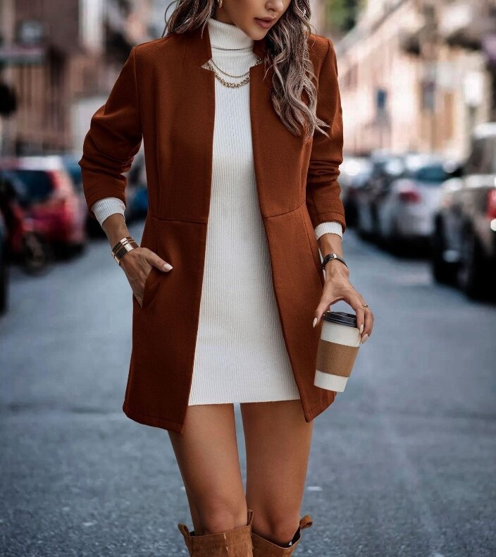 Women's Half Open Collar Woolen Coat Tops High Quality Cotton Daily Casual Fashion Slimming temperament Commuter Luxury New 2023