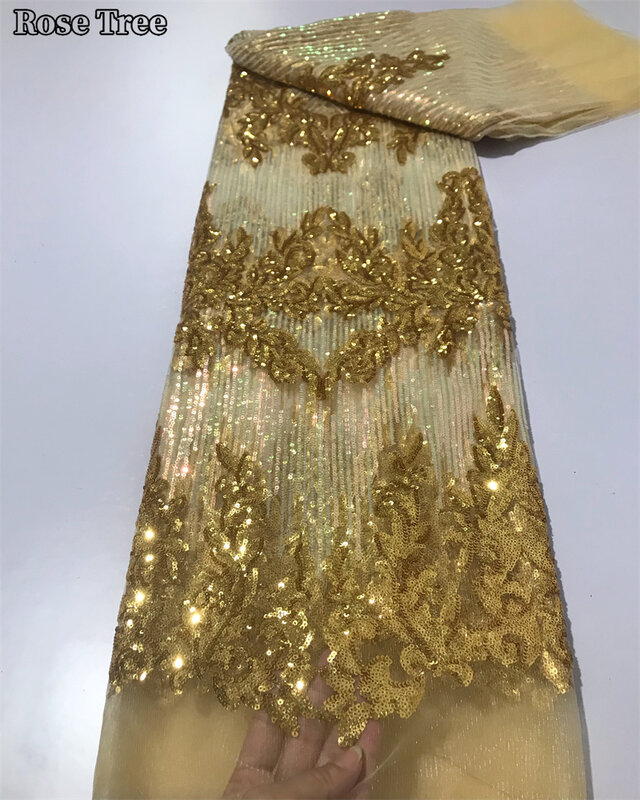Tecido De Renda De Lantejoulas Africanas, tule Francês, rede nigeriana, vestido De Noiva De Costura, alta qualidade, 2024