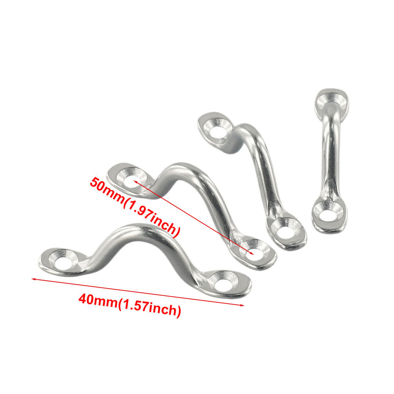 4PCS Handle 5mm Stainless Steel Wire Eye Strap Boat Marine Tie Down Fender Hook Canopy Silver RV Engines Accessories
