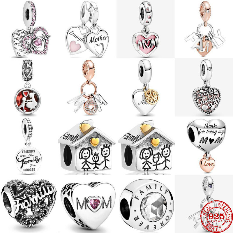 2023 New Hot Sale 925 Silver Forever Family Mom Charms DIY Dangle Beads Fit Original Pandora Bracelet Necklace Fashion Jewelry
