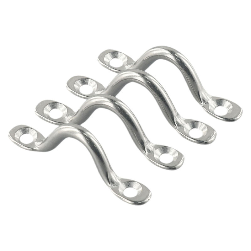 Marine Grade 316 Stainless Steel Wire Eye Straps  4pcs, 50mm X 17mm, Silver, For Boat Decks & Marine Applications