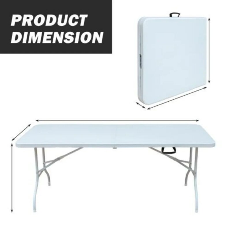 Outdoor Folding Table, 6FT Portable Folding with Hand Grip, for Picnic Camping Garden Dinner Party, Outdoor Folding Table