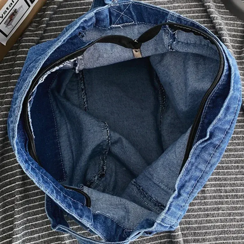 Bolsas de ombro multi bolso para mulheres, de alta qualidade, jeans, macias, portáteis, sacolas chiques, jeans lavado, bolsa de tiracolo feminina casual