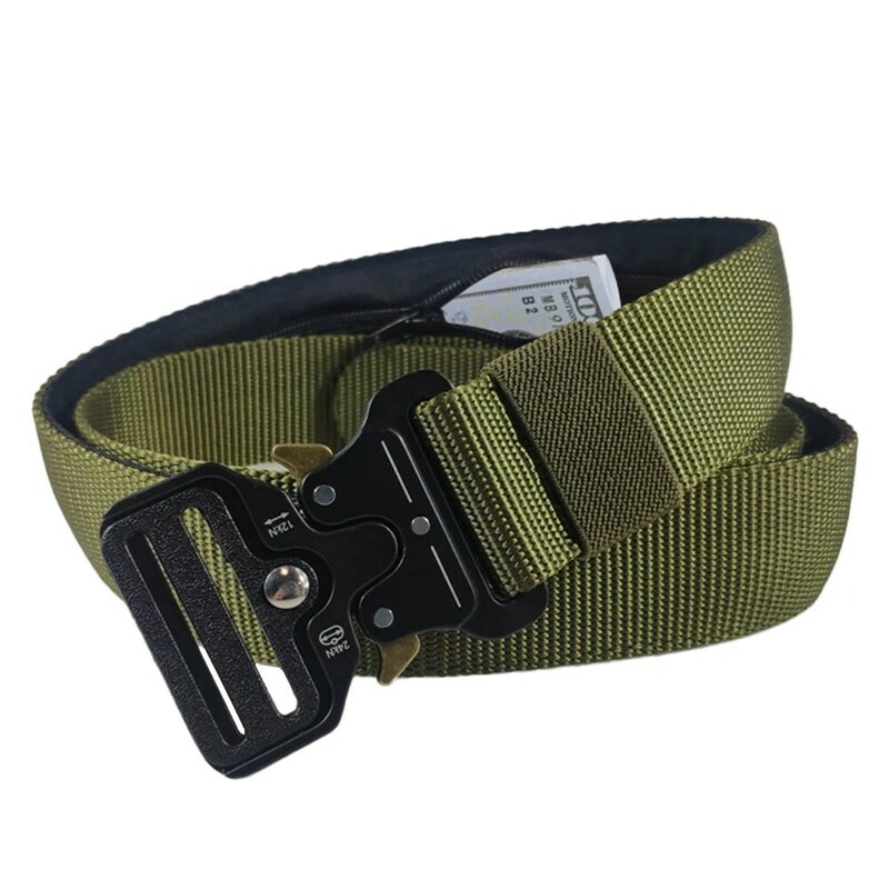 Money Belts for Travel for Men Nylon Military Tactical Mens Belt with Zinc Alloy Buckle Security Money Belt with Hidden Pocket