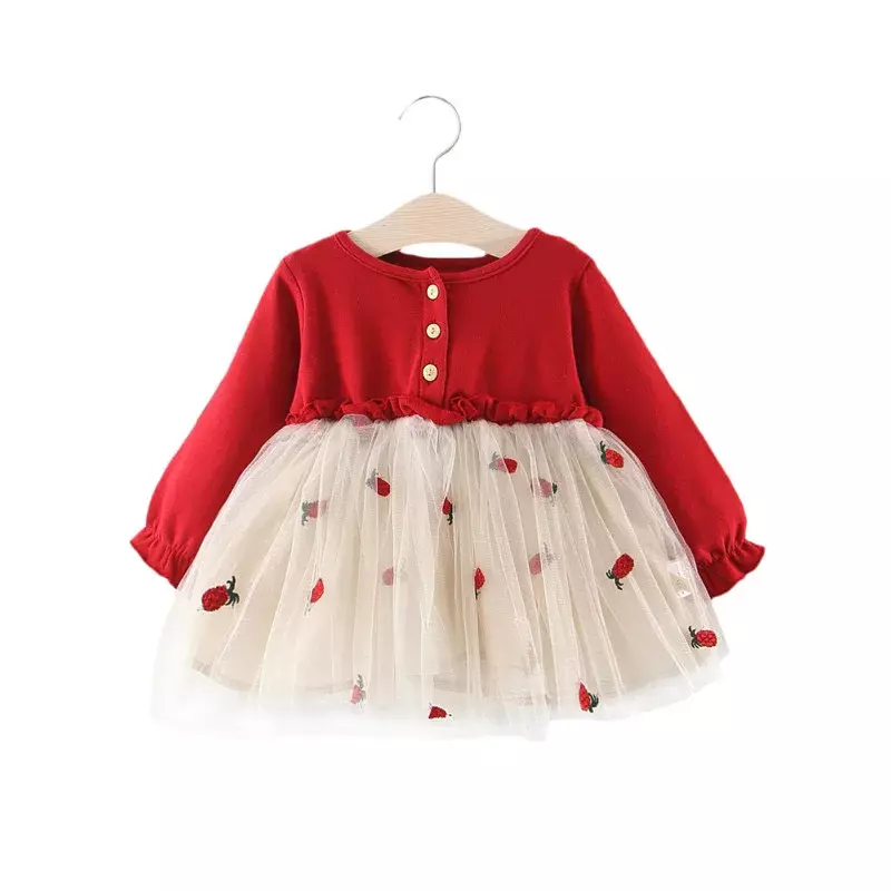 6M-3T Baby Dresses for Girl Princess Lace First Birthday Party Dresses Red Baby Outfits Clothes Fashion Toddler Girl Dresses