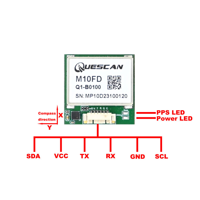 Quescan 28 ミリメートル * 28 ミリメートル M10FD 10Hz GPS コンパスモジュール RC FPV ドローン M10 GNSS 受信機 Ardupilot INAV Betaflight GPS GLO GAL BDS 用
