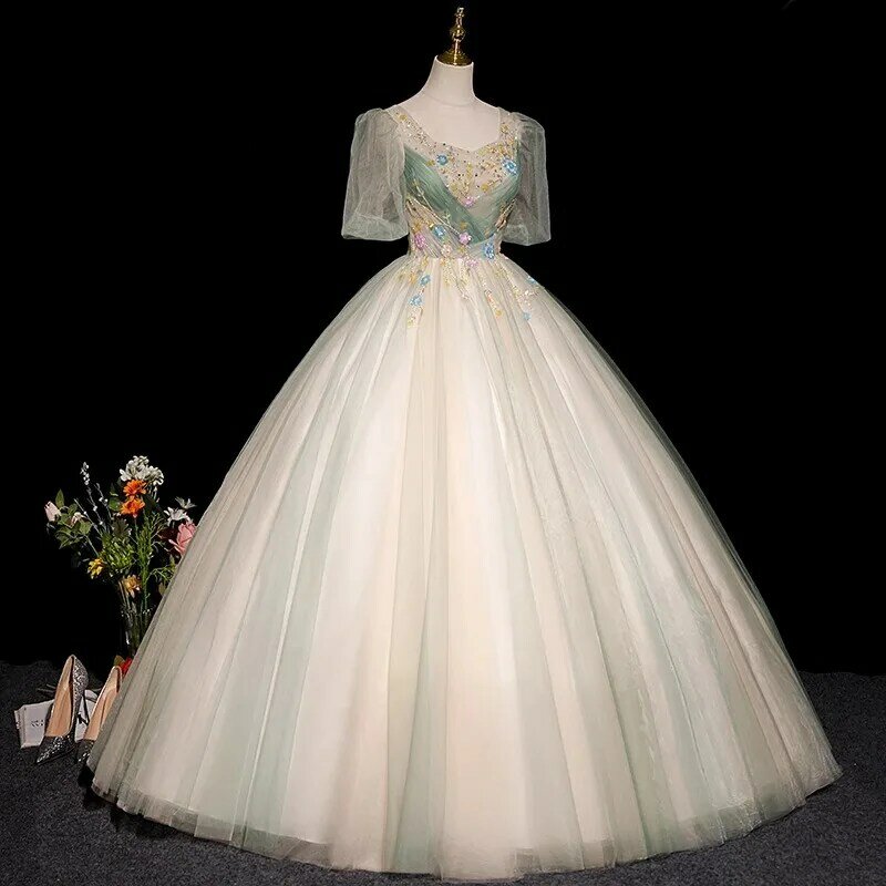Suknia balowa sukienki na quinceanerę aplikacje tiulowe wieczorowe balowe suknie na przyjęcie urodzinowe formalne Vestido De Anos 15. Sweet 16