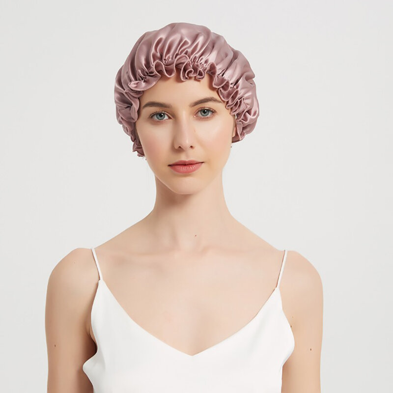 100% pura seta di gelso notte berretto da notte capelli morbidi cappelli cofano per le donne copricapo avvolgere i capelli ampia fascia elastica berretto per la perdita dei capelli
