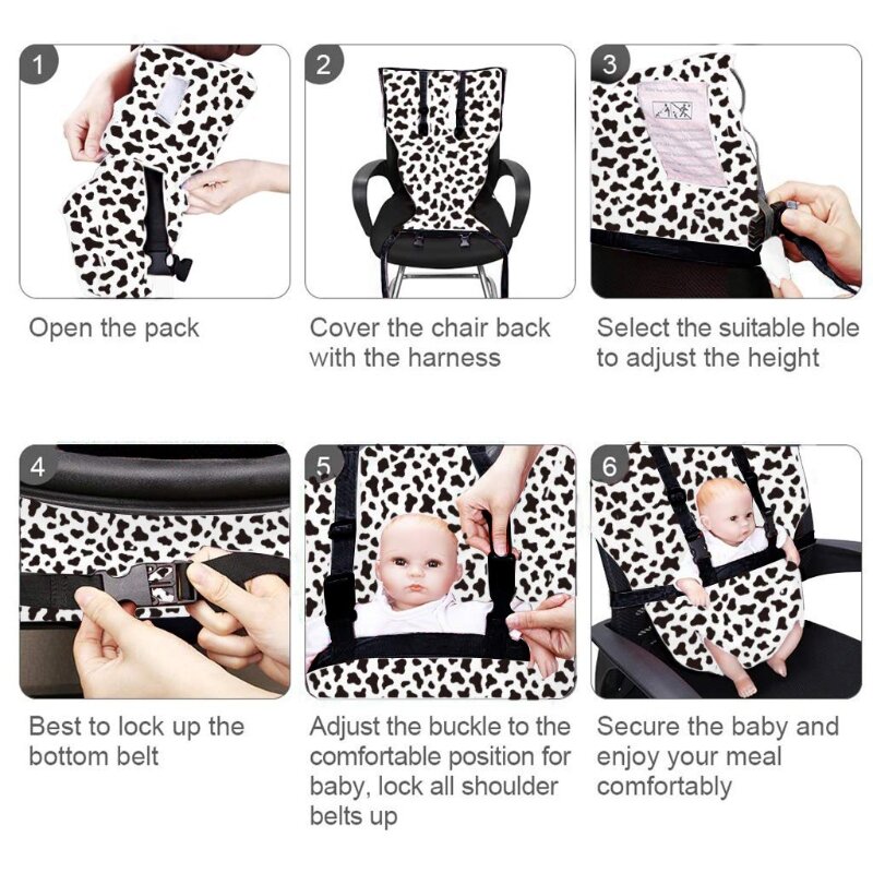 Portable Baby High Chair Safe Washable Cloth Harness for Infant Toddler Feeding