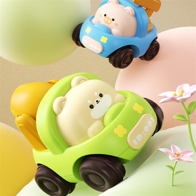 Mini voiture de dessin animé pour bébés, véhicules de presse Go, nervures d'inertie arrière, voitures pour tout-petits garçons, éducation précoce, jouets inoling