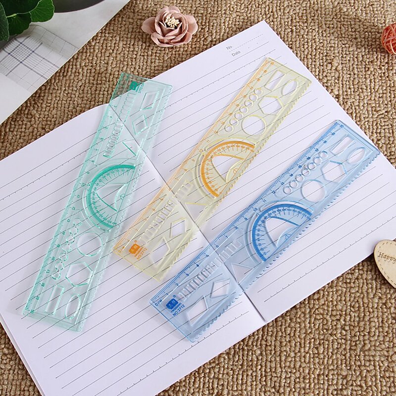 1pcs 20cm Ruler Multifunctional Student Stationery Plastic Precised Portable Durable Four-in-one Rulers Teaching Office Stand