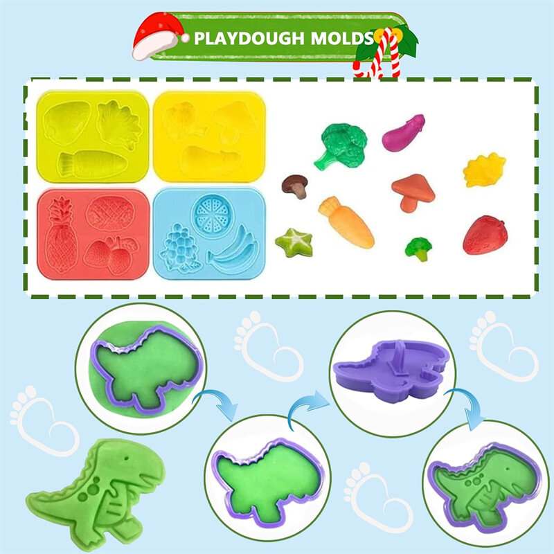 Herramienta de juego de masa para niños, cortador de rodillo de fruta de dinosaurio de dibujos animados, tijera, accesorios de plastilina, molde de juguete de educación temprana
