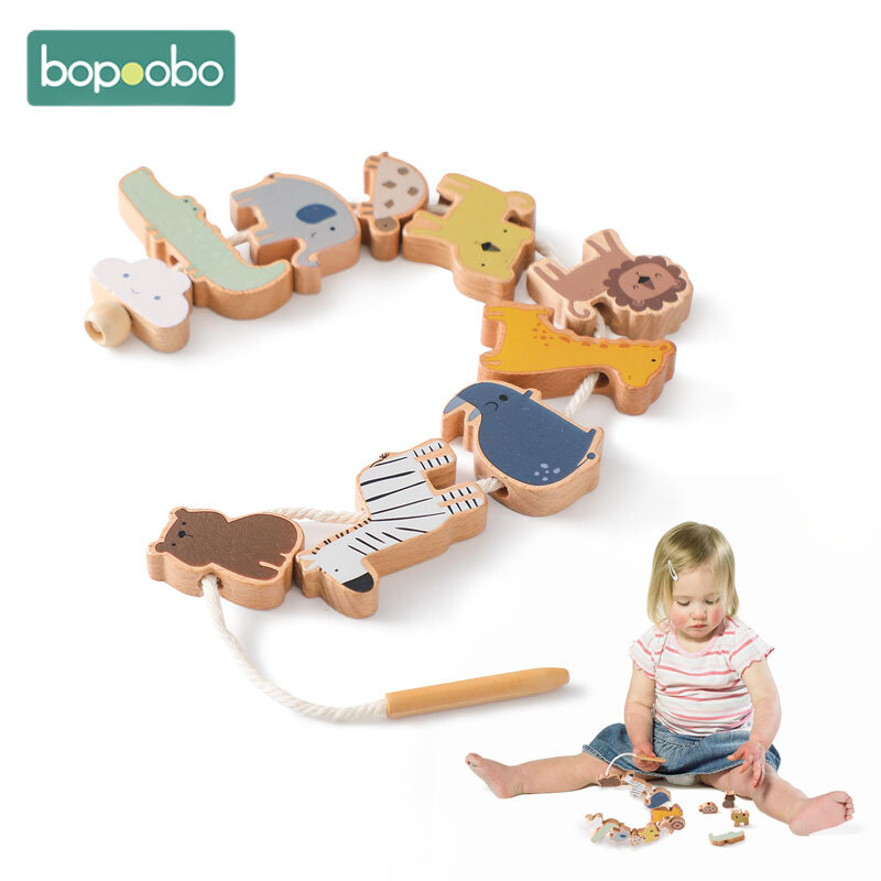 Mainan bulu hewan untuk bayi, mainan gergaji Seesaw kayu, blok mainan susun, permainan Montessori, kemampuan langsung, hadiah anak-anak pendidikan