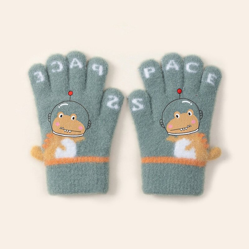 Gants chauds colorés en fibre acrylique pour enfants, beaux gants College de dessin animé, hiver