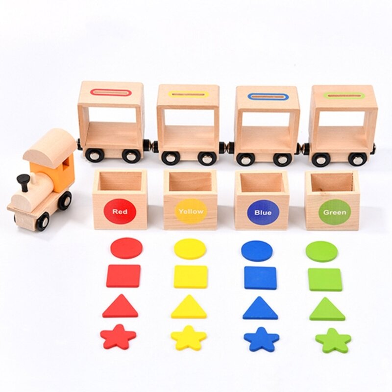 Zabawkowy pociąg dla dzieci ciągnący pociąg magnetyczny, sortujący kształty, uczący się kolorów