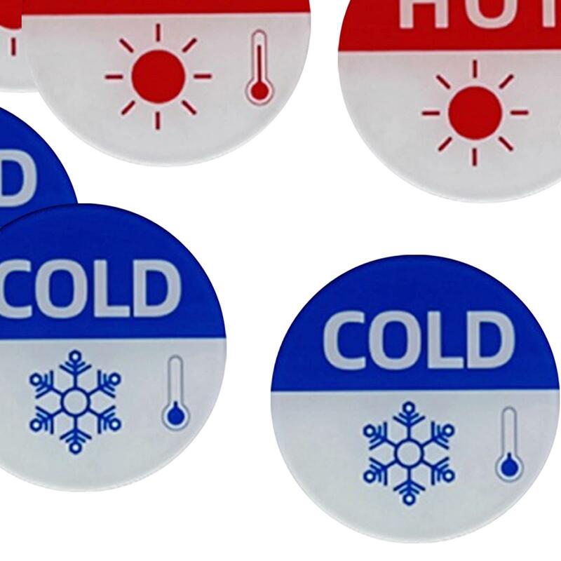 Etiquetas adhesivas redondas para grifos de baño y fregadero, letreros de calor y frío, multiusos, fácil de usar, 6 piezas
