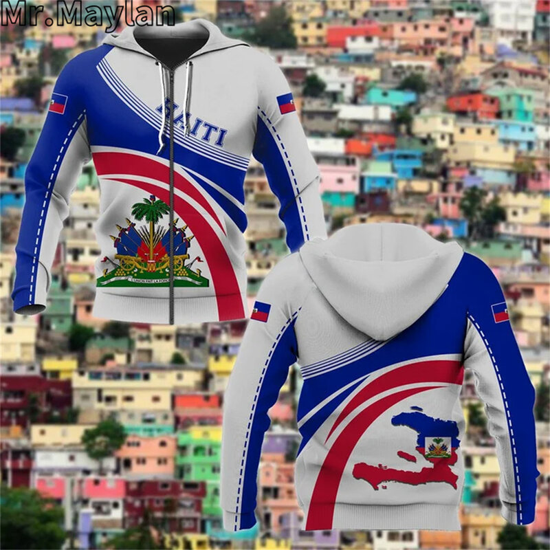 HAITI COAT OF ARMS FLAG 3D Printed Jacket Men/women Hoodie Unisex Casual Streetwear Sweatshirts Pullover Sudadera Hombre JK011