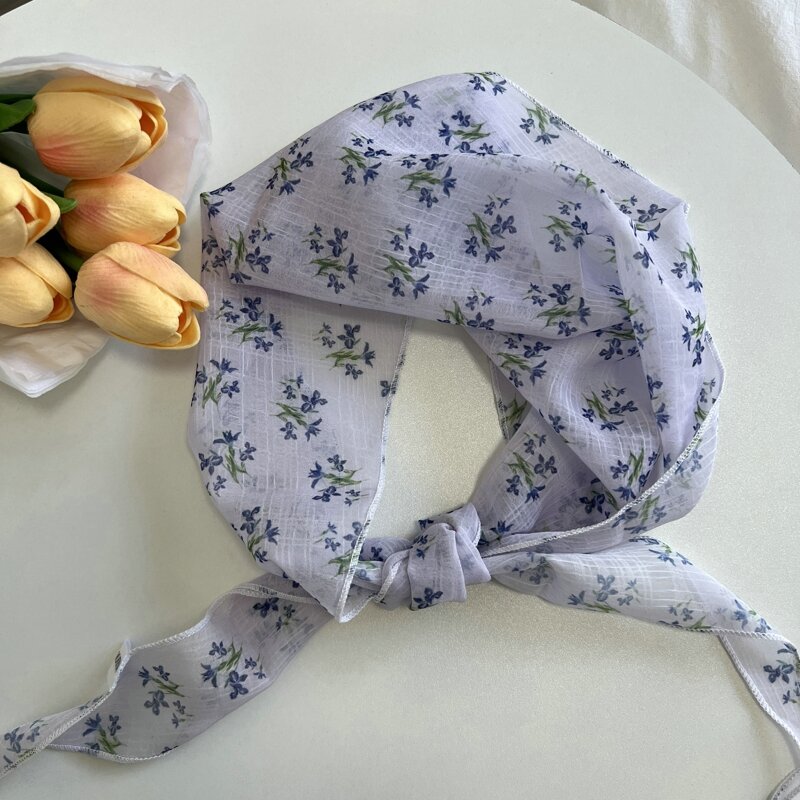 Estate carino fiorellino triangolo sciarpa donna cotone lino sciarpe tinta unita sciarpe Decorative piccolo scialle scialli per le donne