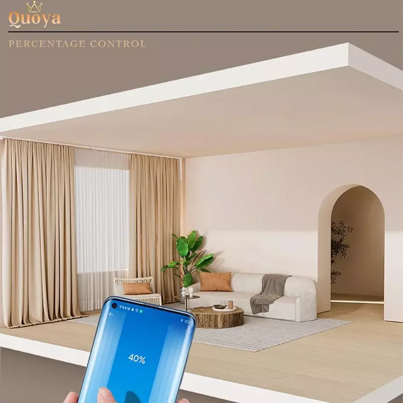 Quoya QL600 Smart Electric Curtain Track, Motorized Motor, Adjustable Track Length, Compatible with Alexa, Google, Siri, Apple W