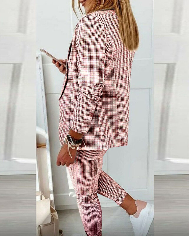 Vestito Casual da lavoro nuovo da donna autunnale Set di due pezzi Set di abiti da donna per ufficio da viaggio con stampa di Clash di moda