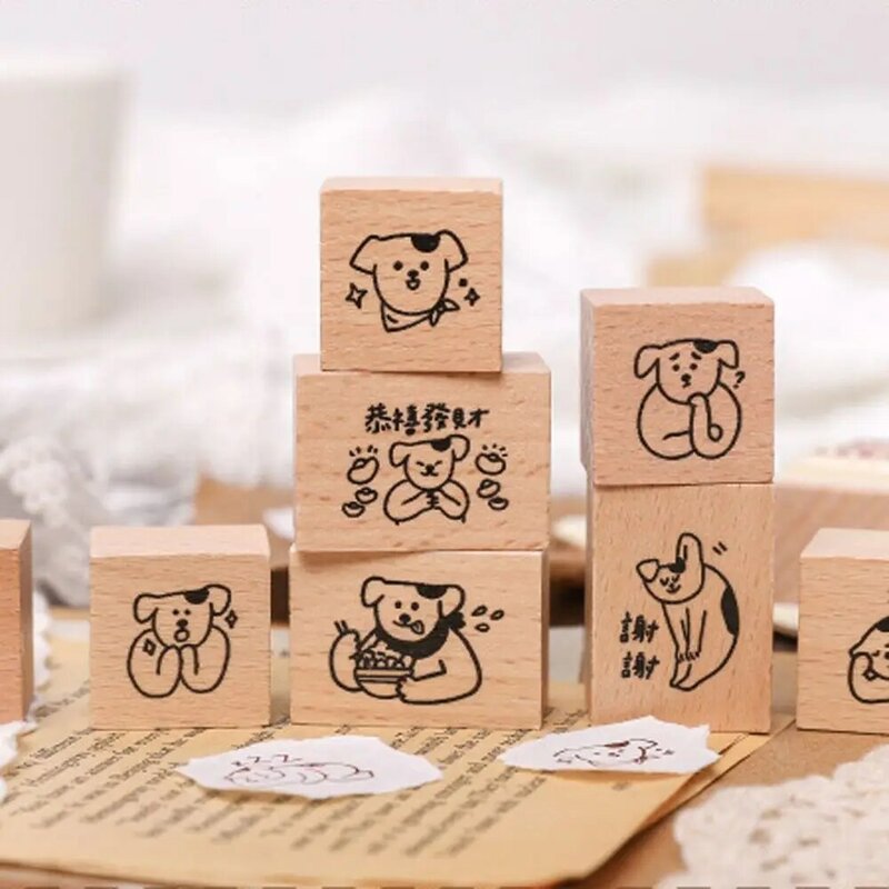 Creativity Scrapbooking Stationery DIY Craft Diary Decoration Stamp Wooden Rubber Stamps Vintage Stamp Dog Daily Life Series