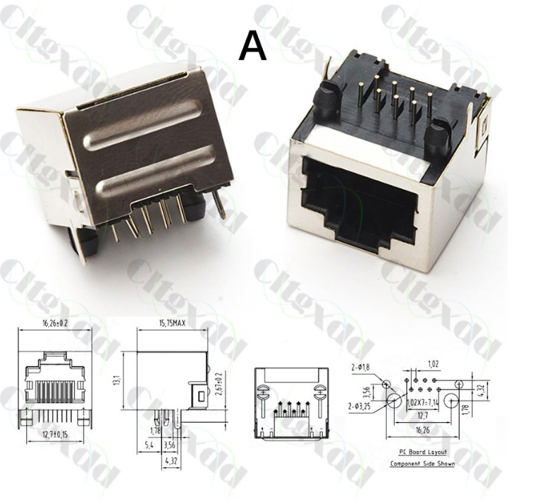 1 buah/lot plastik logam RJ45 RJ49 perisai jaringan Jack 8 Pin PCB SMT/horizontal/vertikal papan perempuan konektor soket 8P8C 10P8C