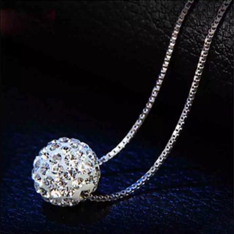 S925 collana in argento puro femminile di disegno del bicchierino catena della sfera di cristallo elegante breve anti-allergico