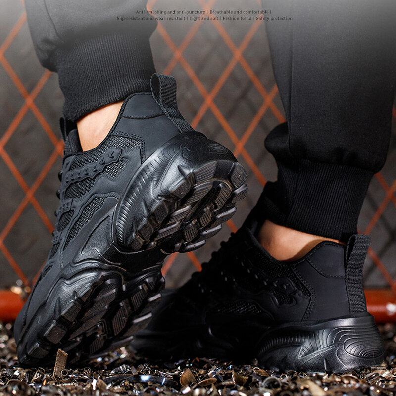 Мужские ботинки со стальным носком, рабочие кроссовки, защита от ударов, защита от проколов, разрушаемая обувь, спортивная мужская защитная обувь