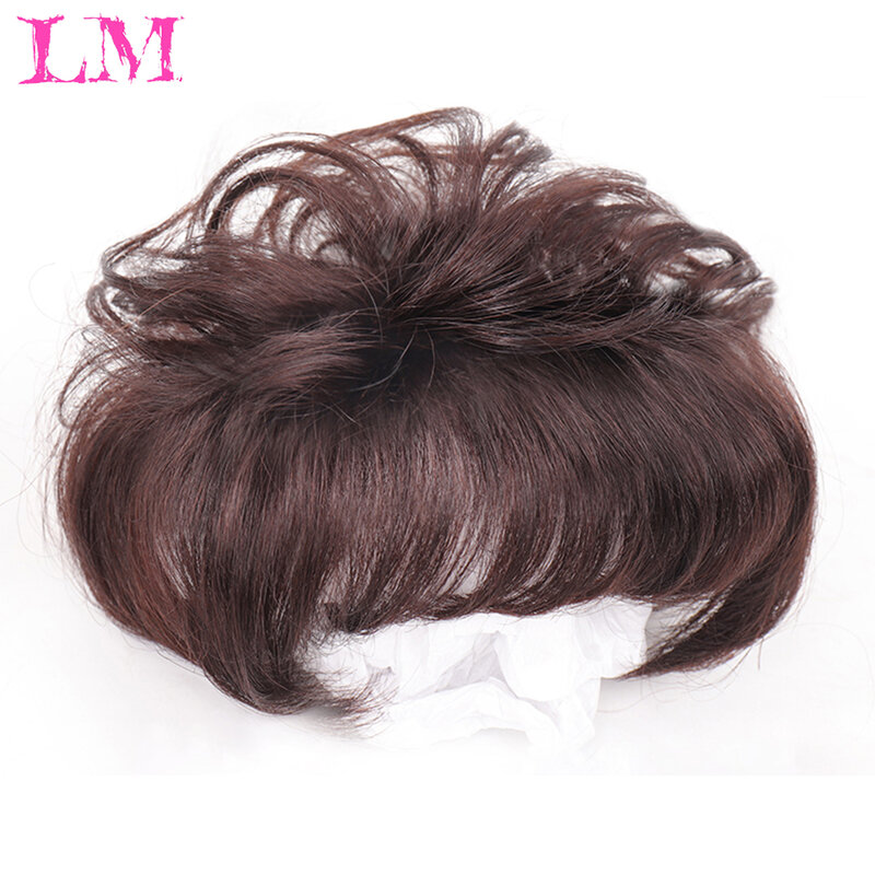 LM Wig wanita sintetis panjang bergelombang keriting, Wig setengah kepala kepala tidak terlihat blok atas kepala menambah Volume rambut