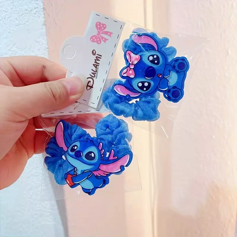Disney-Cuerda de pelo de Lilo y Stitch para mujer, horquilla acrílica de puntada Kawaii, banda de goma, accesorios de Anime para el cabello, regalos para niñas