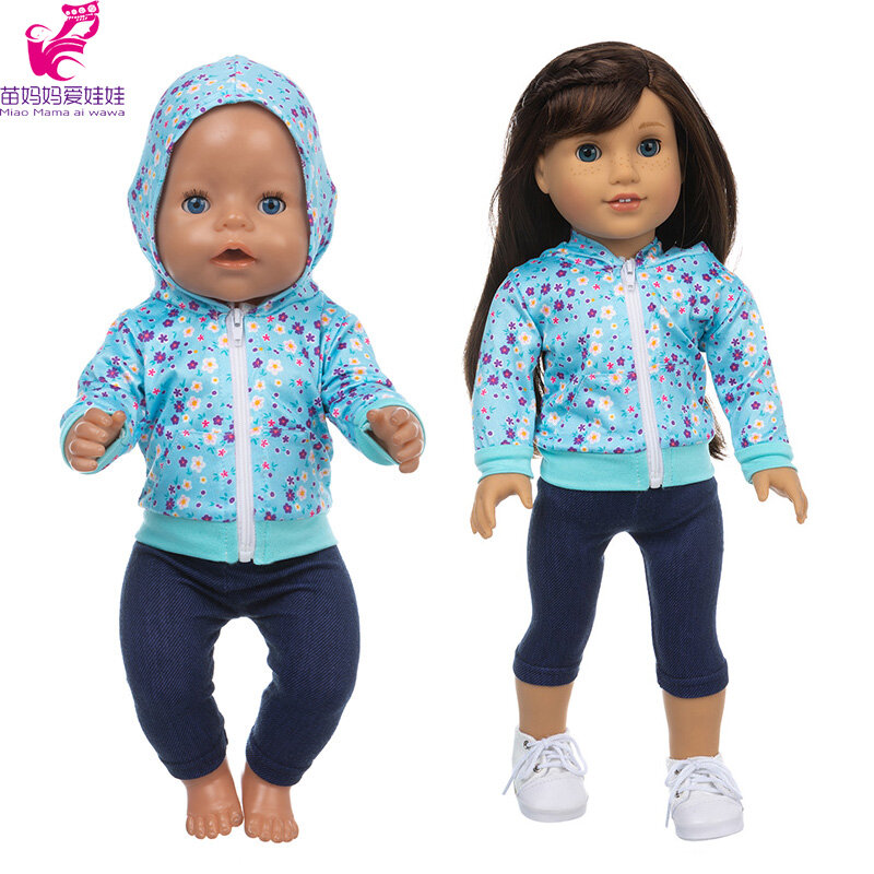 Vêtements de poupée pour bébé fille de 43cm, chemise et pantalon en Denim, Jeans déchirés de 18 pouces