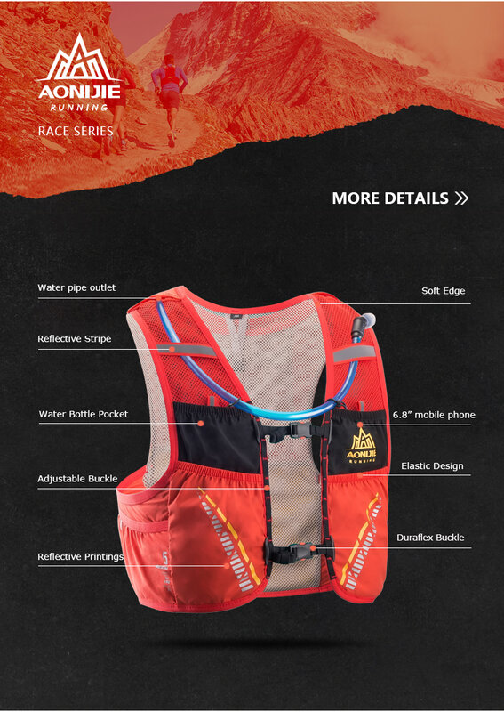 AONIJIE C933S 2022 New Update Outdoor Sports 5L Backpack Hydration Pack Rucksack Bag Vest Harness For Marathon Camping Running