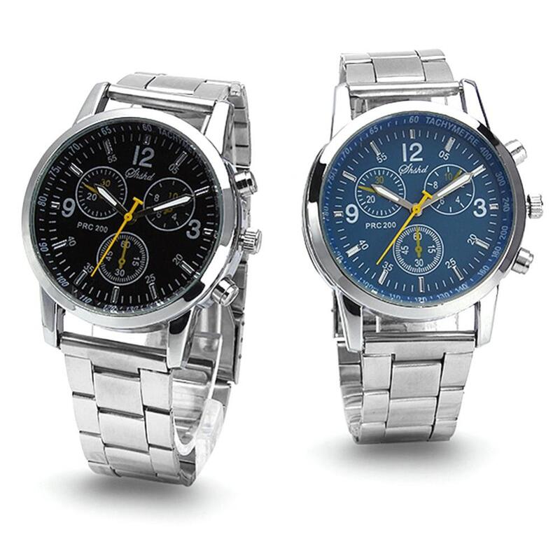 Fashion Men Watch Round Sub-dials Decor Alloy Band Analog Quartz Wrist Watch reloj hombre часы мужские наручные Relogio Feminino