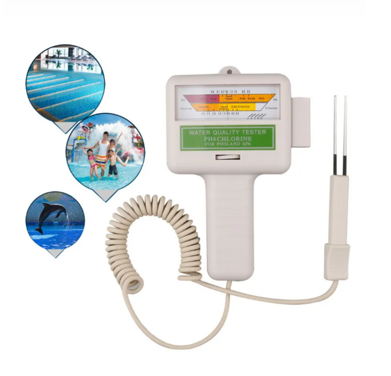 PC101 Swimming Pool Qater Quality Tester PH Meter Grey High-Quality Metal Probe High-Definition Values