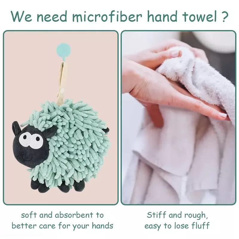 2-częściowy ręcznik szenilowy do rąk Miękki, chłonny ręcznik szenilowy z mikrofibry Szybkoschnące ręczniki do rąk z pętelkami do łazienki/kuchni